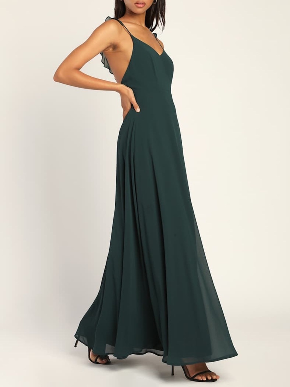 Lulu's Meteoric Rise Emerald Teal Green Maxi Dress Womens Large NWT - Picture 3 of 10